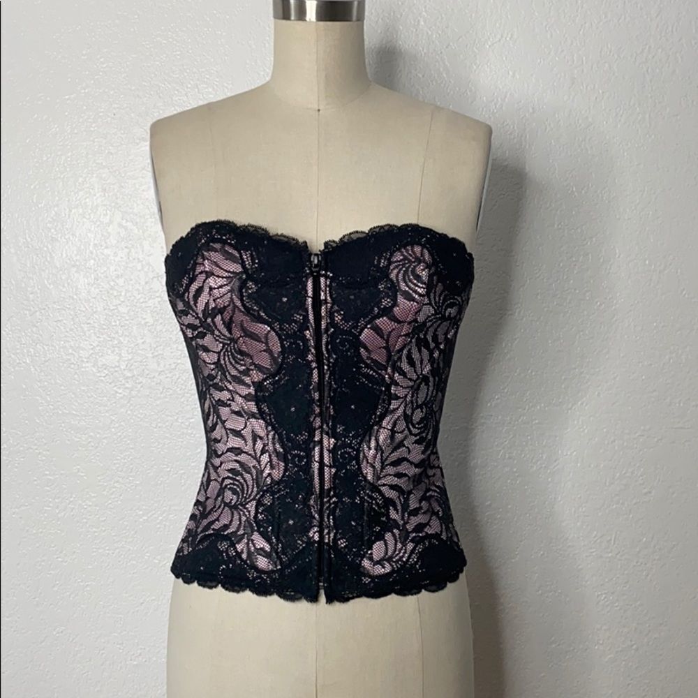 Vintage VS pink lace Lolita goth romantic corset M